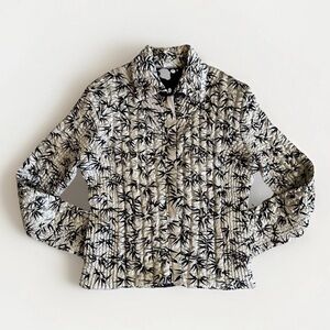 UBU Women's Reversible Zip Stretchy Crinkle‎ Jacket Travel Black Cream Bamboo